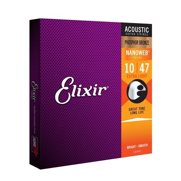 [Chính hãng] Dây đàn guitar Acoustic Elixir Phosphor Bronze Nanoweb Extra Light 10|47 (16002)