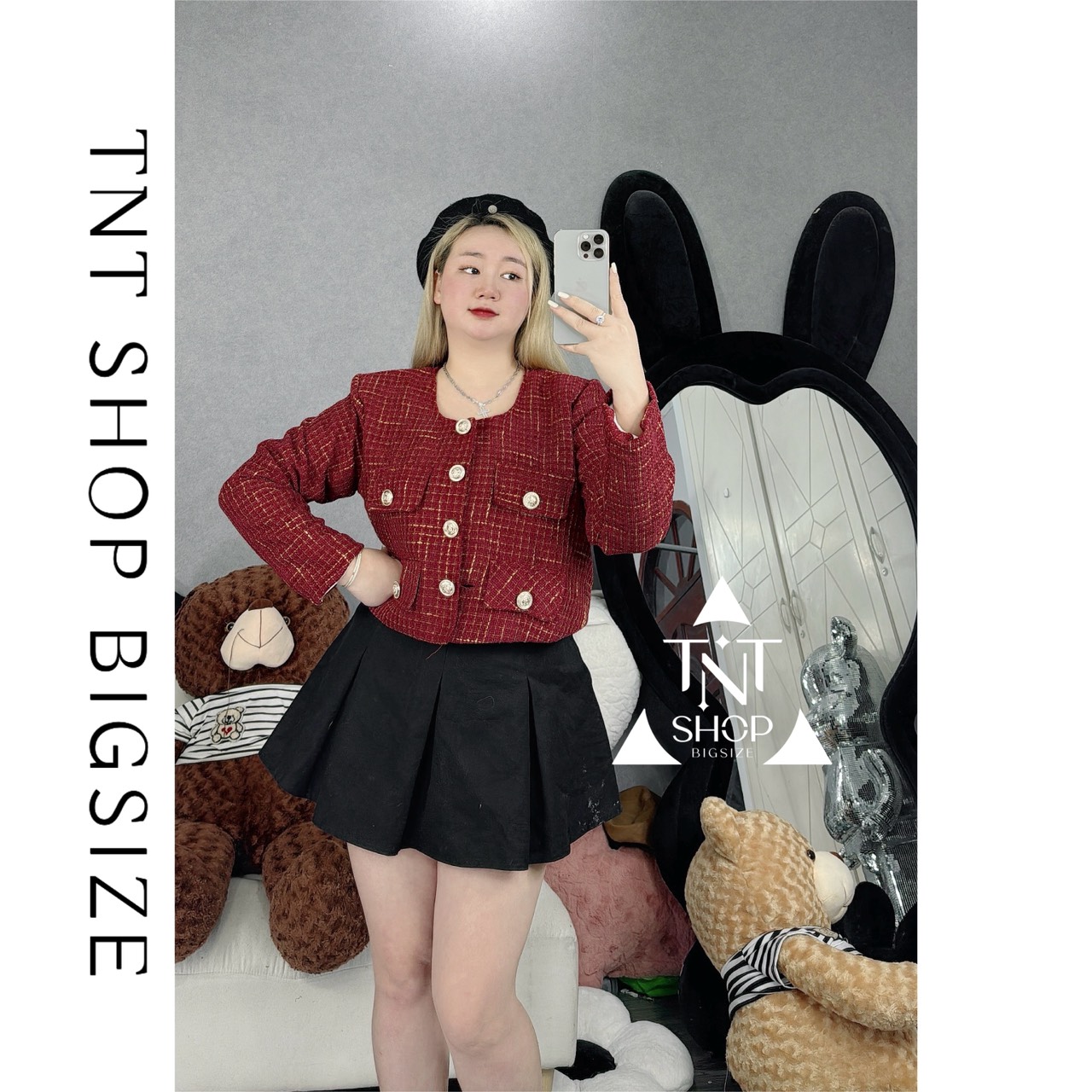 ÁO KHOÁC DẠ TWEED NẮP NÚT [TNT SHOP BIGSIZE 60KG 90KG] Nữ Women