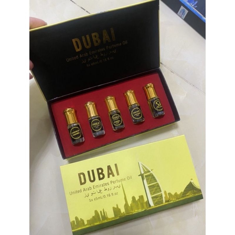 Sét nước hoa dubai, tinh dầu thơm dubai 5 chai.