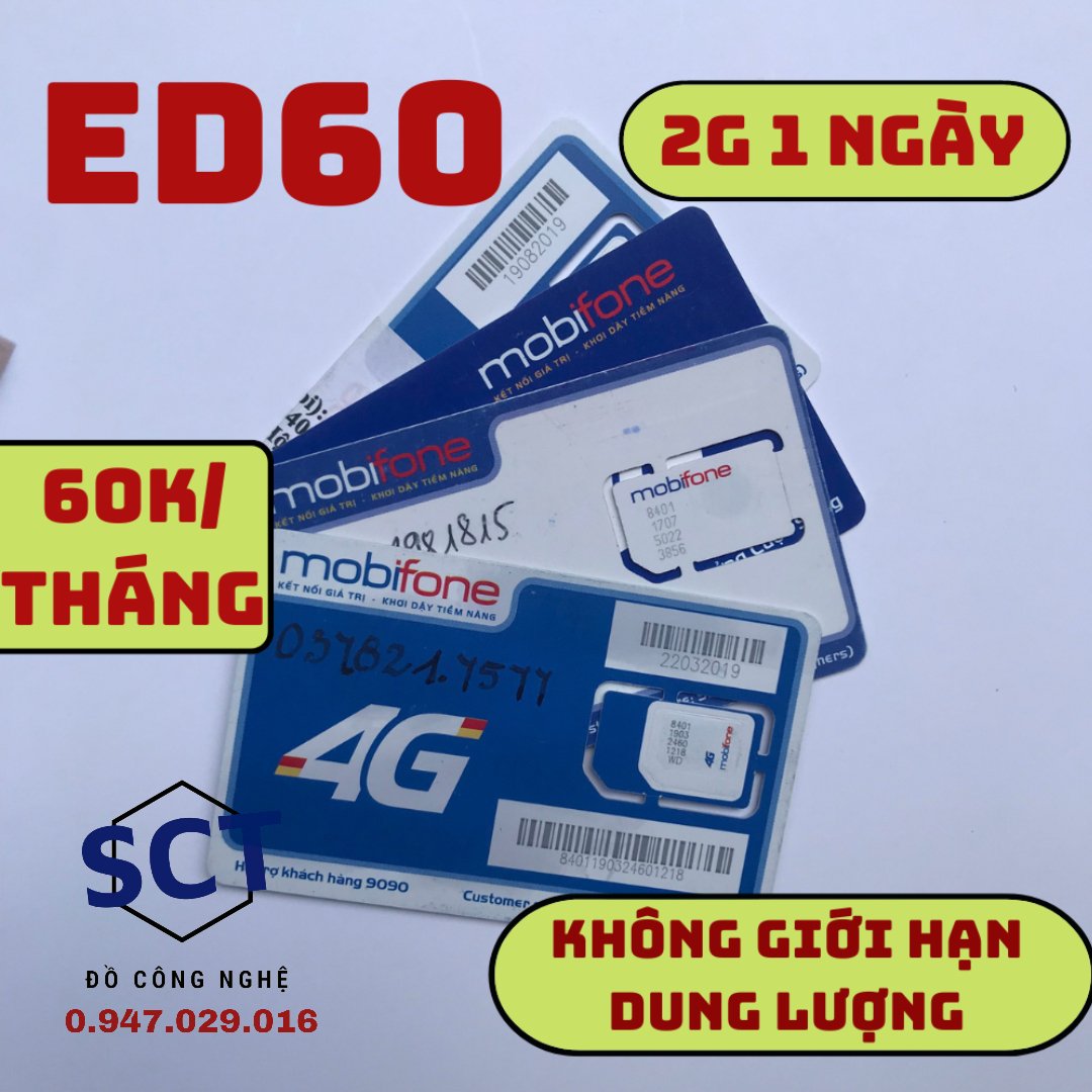 Sim Data Ga SIM 3G4G MOBI ED60 FULL KHÔNG GIỚI HẠN DATA CHỈ 60KTHÁNG dùng thả ga từ ...