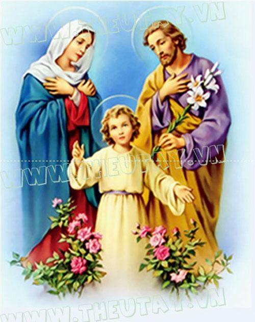 Tranh ĐÍnh Đá  ABC 3D Gia Đình Thánh Gia DF2840 (KHÁCH TỰ ĐINH) KT:60X70CM