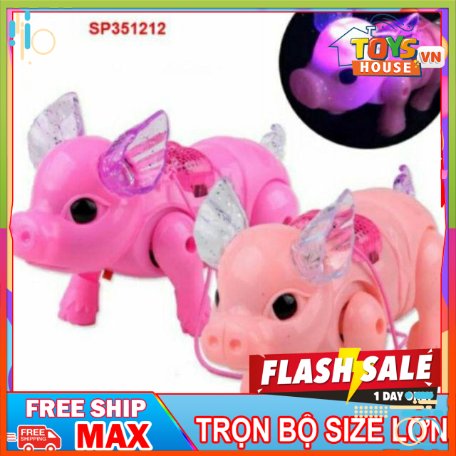 ( FREE SHIP - MUA 1 TẶNG 1 ) Đồ chơi chú HEO ( Lợn) biết đi có dây dắt ( chạy pin )