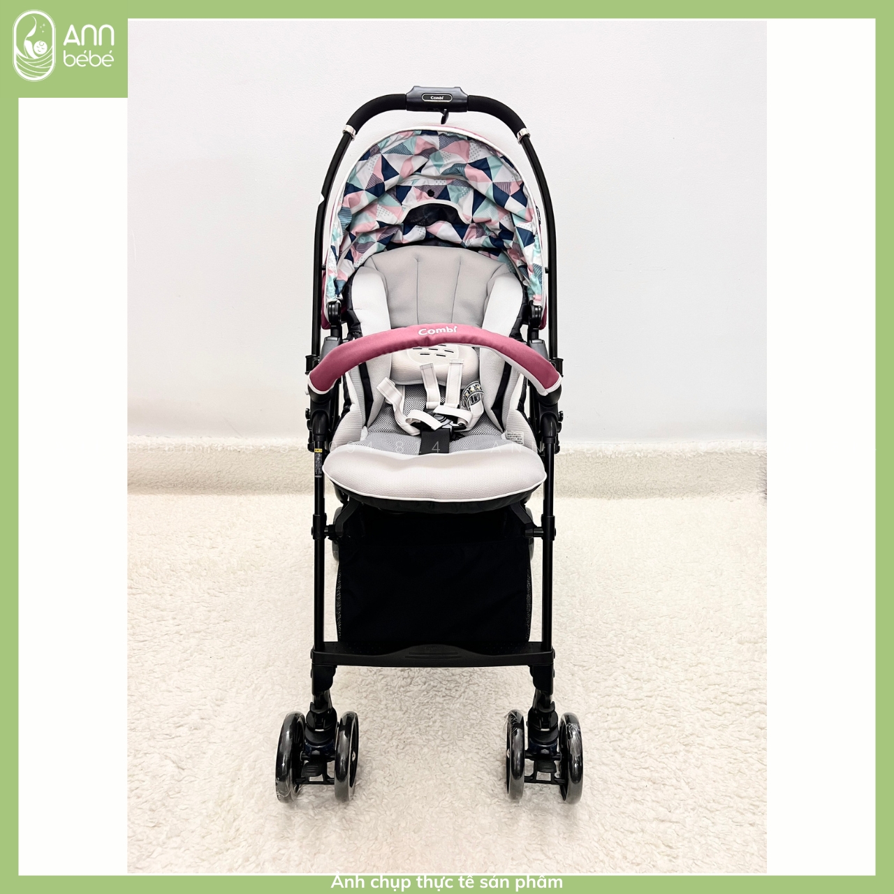 Xe Đẩy Combi Sugocal Light 4cas màu Hồng ANNBEBE
