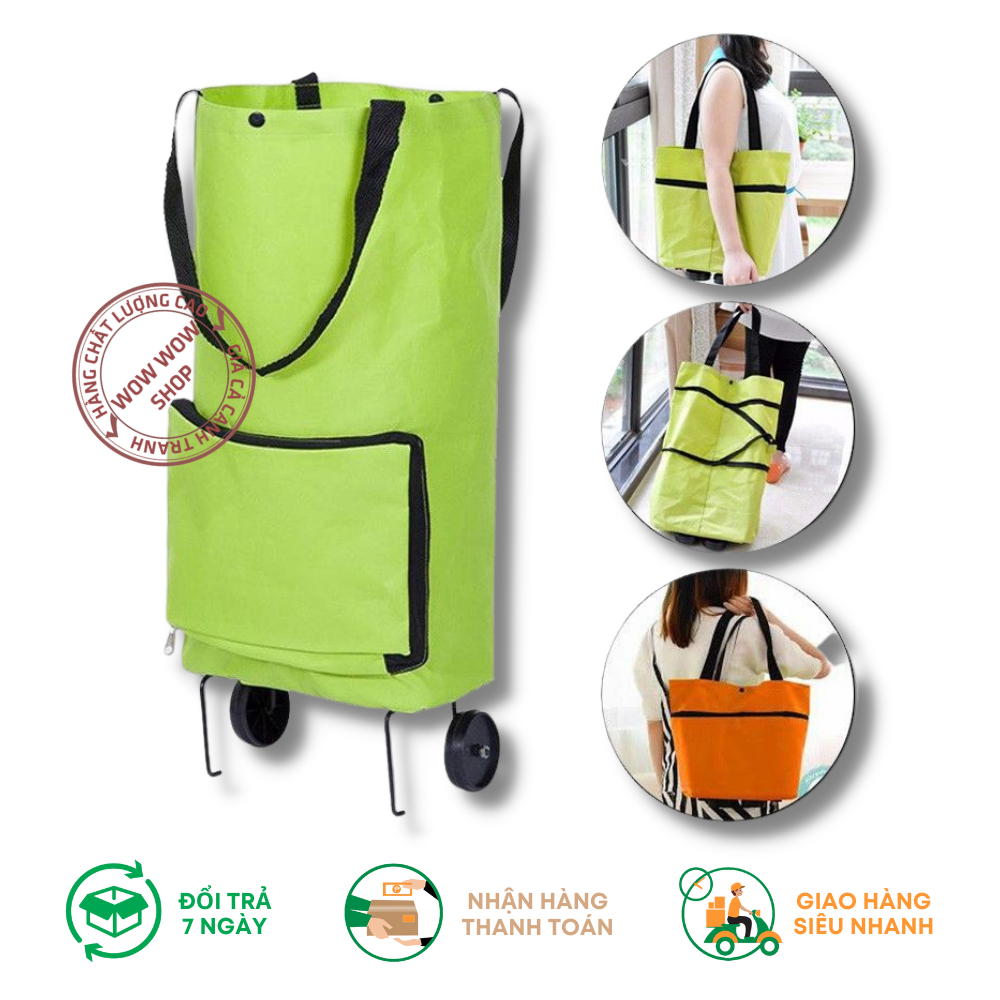 [HCM]Xe Kéo 2 Bánh Đi Chợ Siêu Thị Dạng Túi Gấp Gọn Đa Năng
