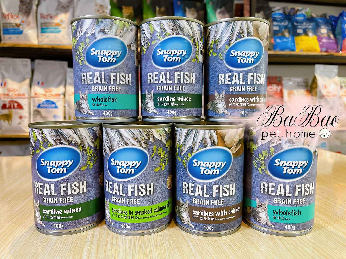 Pate Snappy Tom Lon 400g Real Fish - Cá trích nguyên con