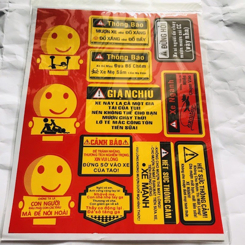 [HCM][ 12 Tem Lớn ] Bộ Tem LOGO Xe Máy Mẫu Racing 4 GIẬN CHỊU - THÔNG CẢM