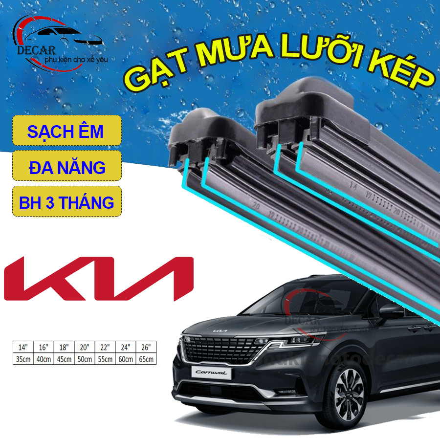 Wiper rain blade premium dual, wipers 2 blade frame soft car gạt mưa lưỡi kép cao cấp, bộ cần gạt kính nước mưa 2 lưỡi khung mềm ô tô kia morning, k3, cerato, forte, rio, sorento