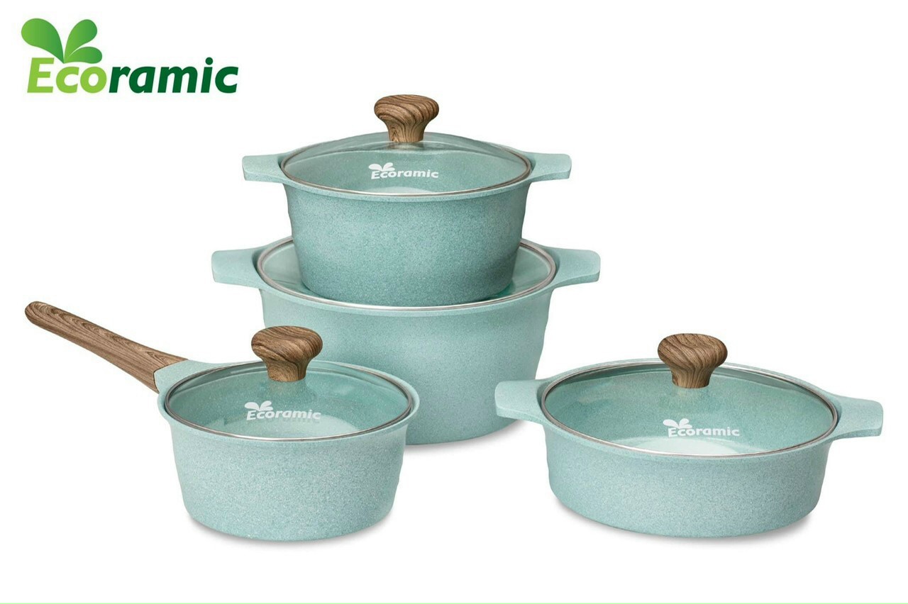 BỘ 4 NỒI ĐÁY TỪ ECORAMIC PLATINUM CAO CẤP (QUÁNH 16CM, NỒI 18CM.20CM.22CM) CHÍNH HÃNG