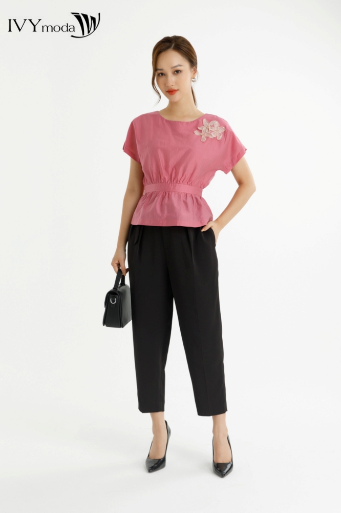 Áo lụa peplum đính hoa IVY moda MS 16M7765
