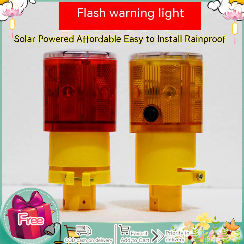 LP Solar Powered LED Traffic Strobe Warning Lights Flicker Beacon Road Barricade Construction Sign Lamp