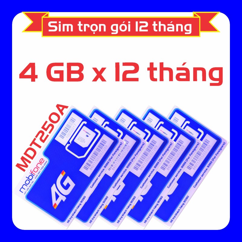 Sim 4G Mobifone MDT250A (giống F500) trọn gói 1 năm sử dụng (4 GB/tháng)