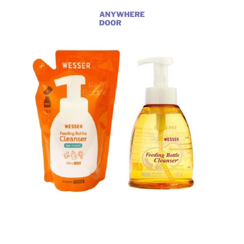 Combo of Wesser Bottle and Nipple Cleaner, 500ml Bottle and Bag, Made in Korea