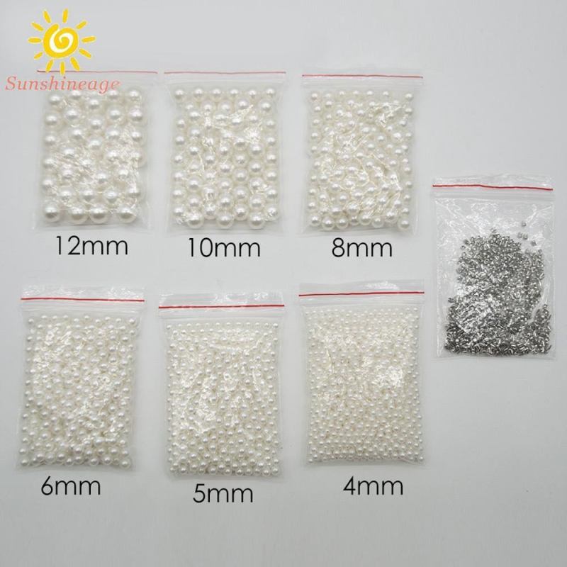 Hạt ngọc trai đính áo-100 gram(4 ly, 6 ly, 8 ly, 10 ly, 12 ly) trắng đen kem