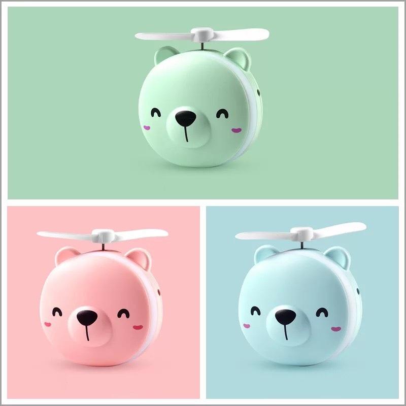 Quạt Mini Kèm Gương Và Đèn Led Hình Dễ Thương ( Giao ngẫu nhiên )