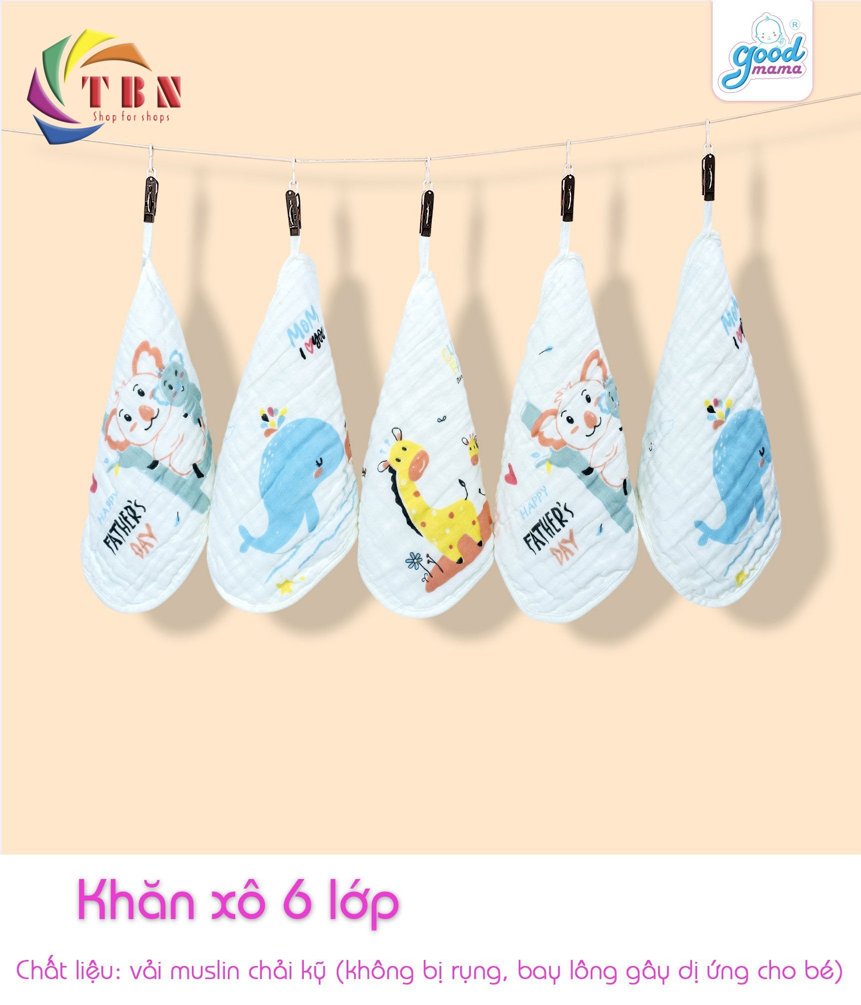 5 Khăn Sữa Goodmama 6 Lớp Muslin