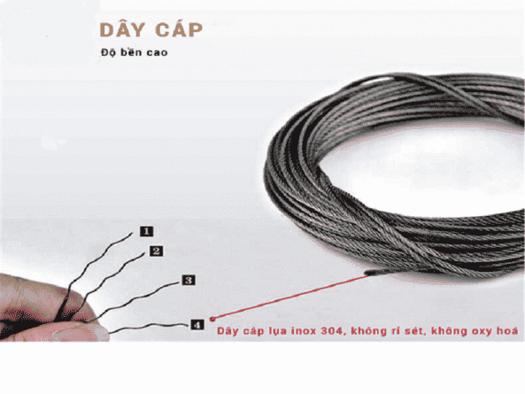 Cuộn cáp giàn phơi thông minh dài  lắp cho trần cao