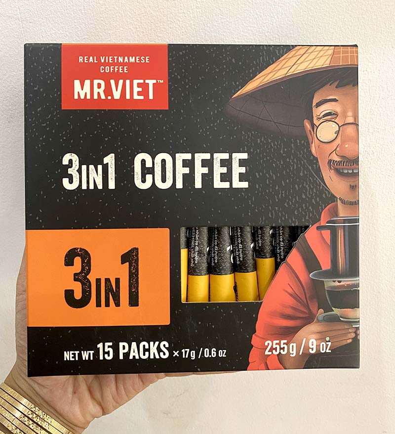 Cà phê Hòa Tan 3 trong 1 MR Viet 255g - Cafe Mr Viet 3 in 1 Instant Coffee (15 gói x 17g)