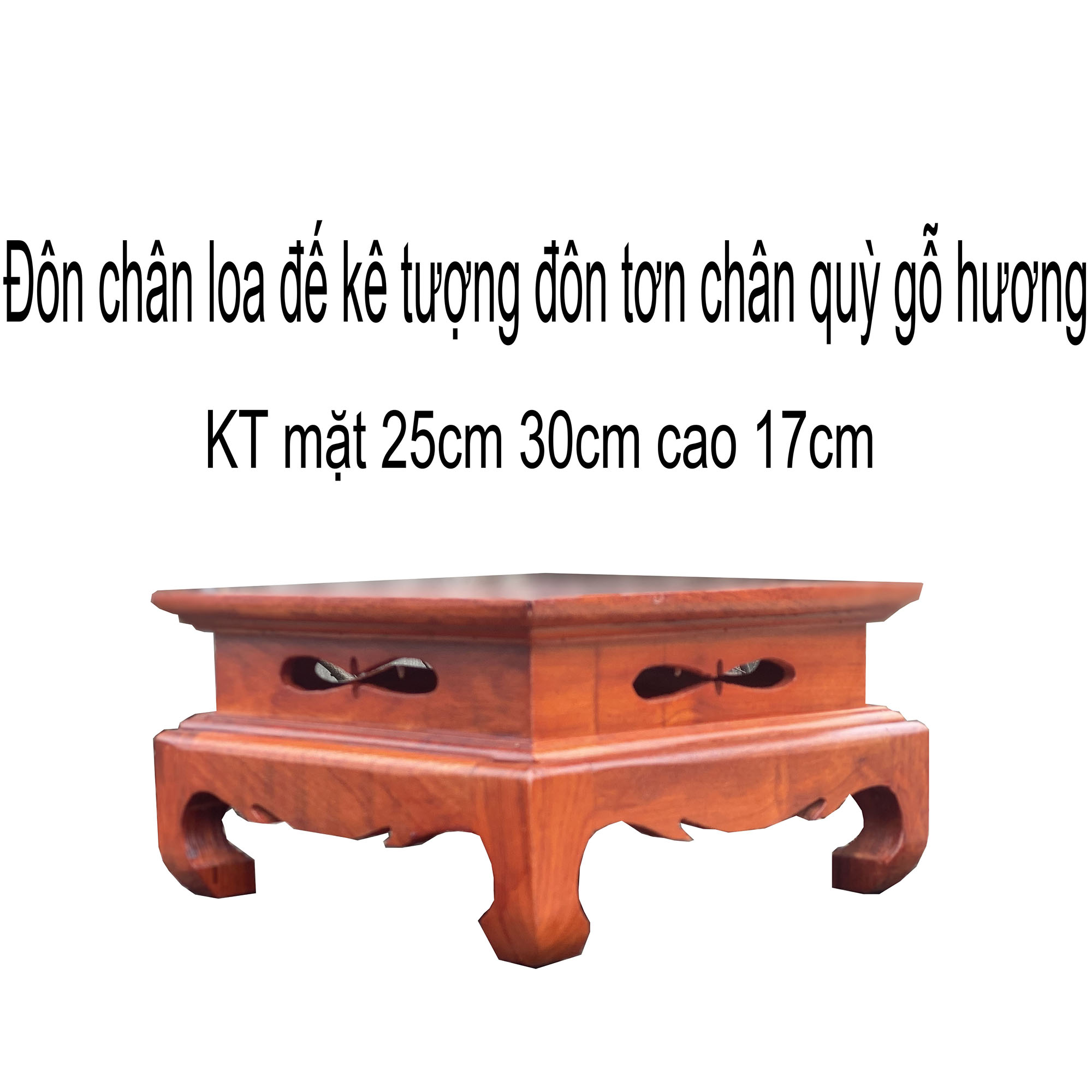 Đôn chân loa đôn kê tượng đôn chân trơn gỗ hương cao 17cm