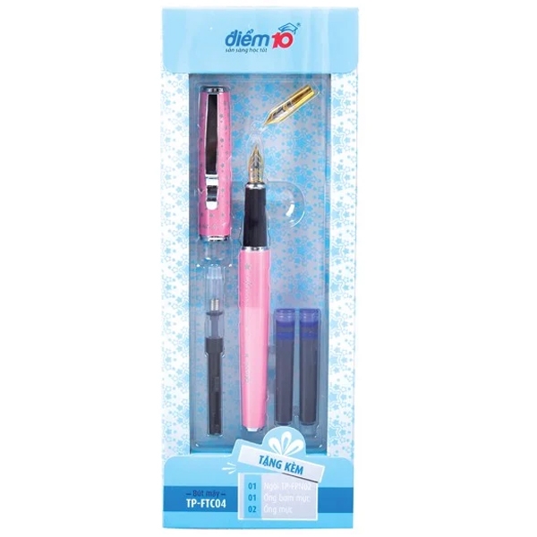 Bút máy tp-ftc030 - thân hồng - mực xanh