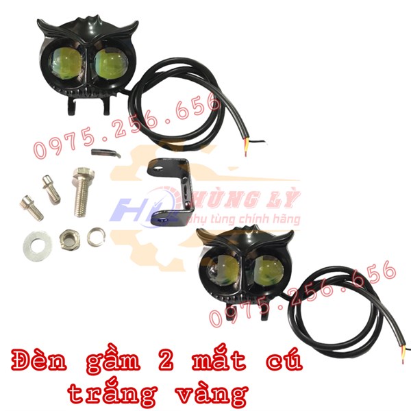 Đèn Gầm 2 mắt cú trắng vàng (cái) 12-24v đèn led siêu sáng phụ tùng led bar