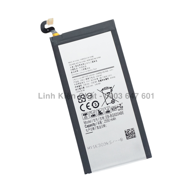 Pin cho điện thoại samsung galaxy s6 g920 sm-g920f 2550mah zin
