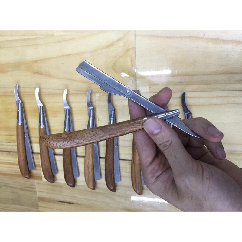 Dao Cạo Râu Cán Gỗ - Cạo Lông Mặt -Cạo Viền (tặng 10 lưỡi dao lam)