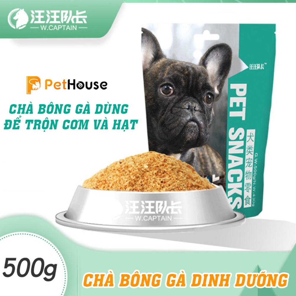 [HCM]Chà bông gà cho chó mèo Captain (Túi 500gr) dùng để trộn cơm và hạt