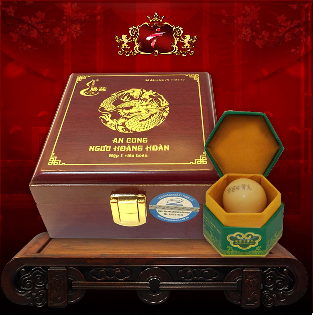 An cung ngưu hoàng hoàn hộp gỗ (1 viên hoàn)
