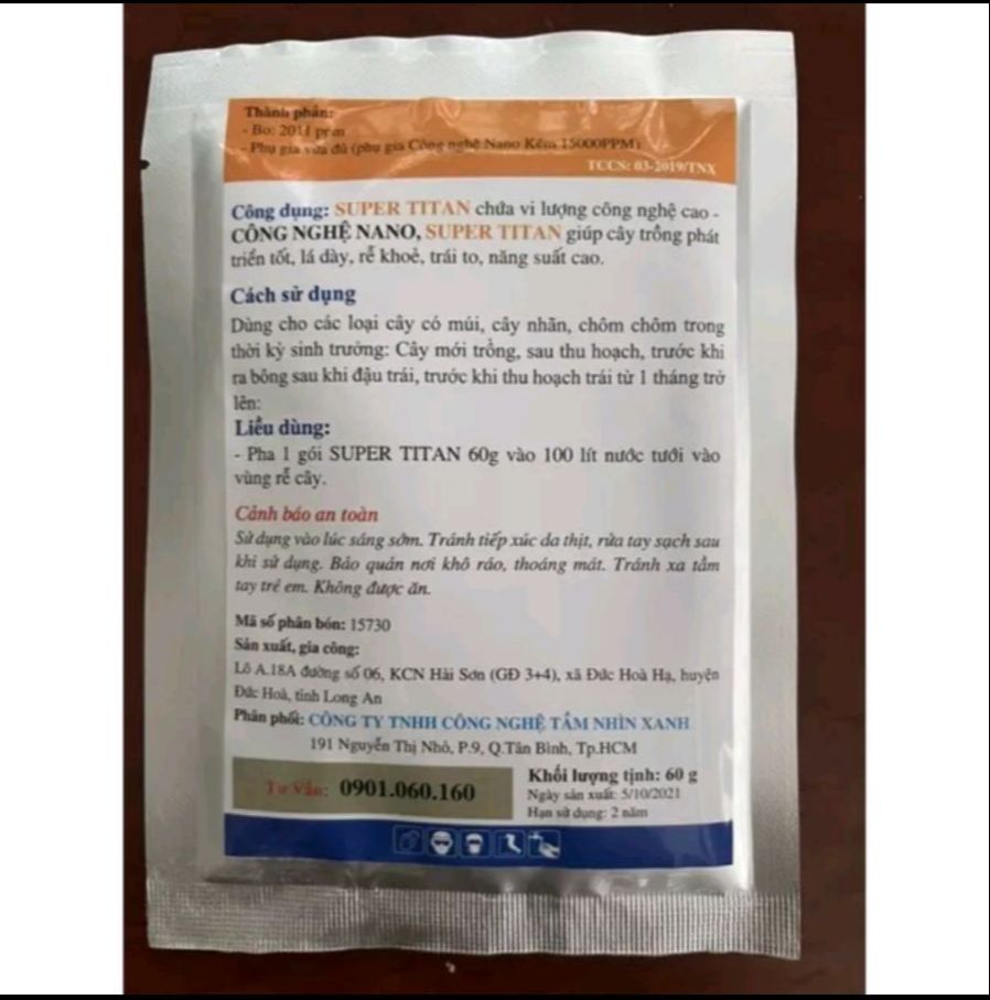 Phân bón vi lượng SUPER TITAN gói 60g