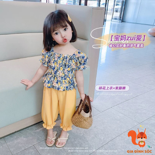 Bộ quần áo hoa nhún bèo