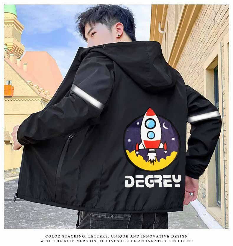 Áo Khoác Dù Unisex Degrey in Hoạt Hình Tàu Phi Hành Gia Siêu Dễ Thương .DT