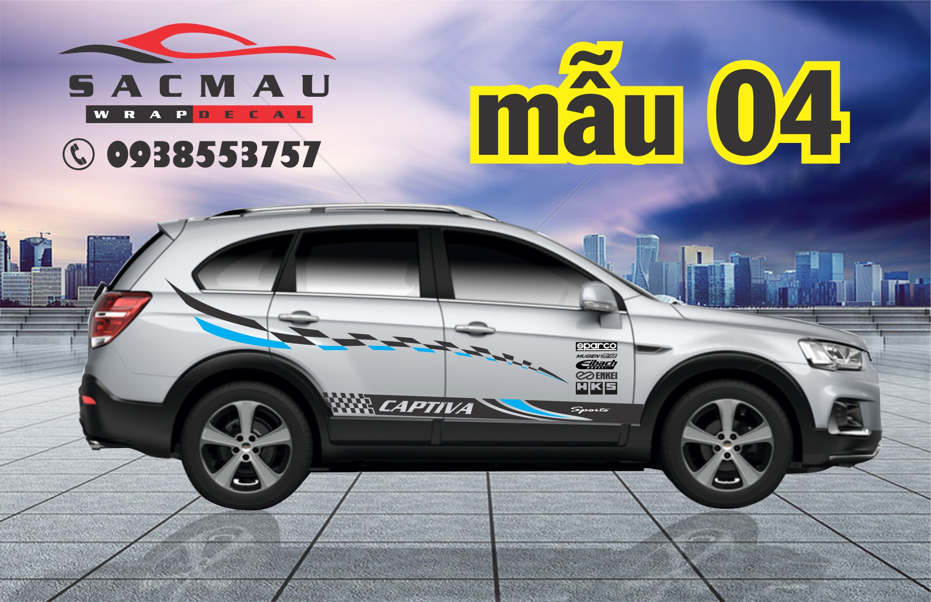 Tem dán xe chevrolet  Captiva, tem dán hông xe Captiva