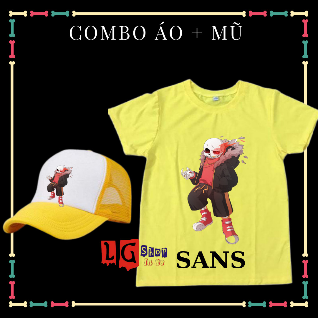 Combo áo + mũ/nón in hình sans undertable - biệt đội gangster cho bé trai