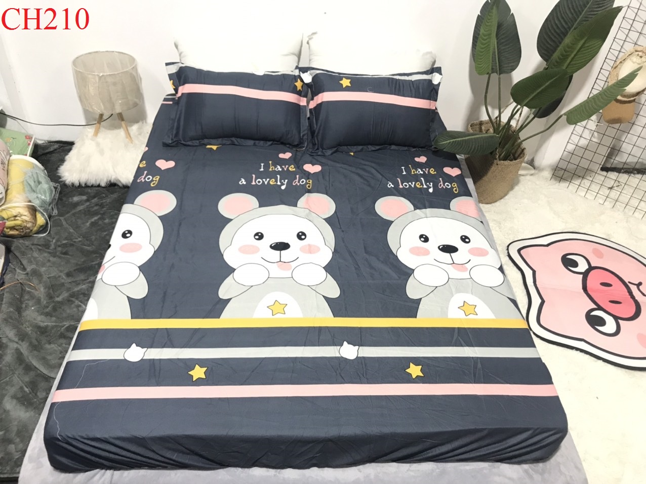 Bộ Ga Gối 3 Món ( Gồm 1 Ga Bo Chun + 2 Vỏ Gối) Mã CH210
