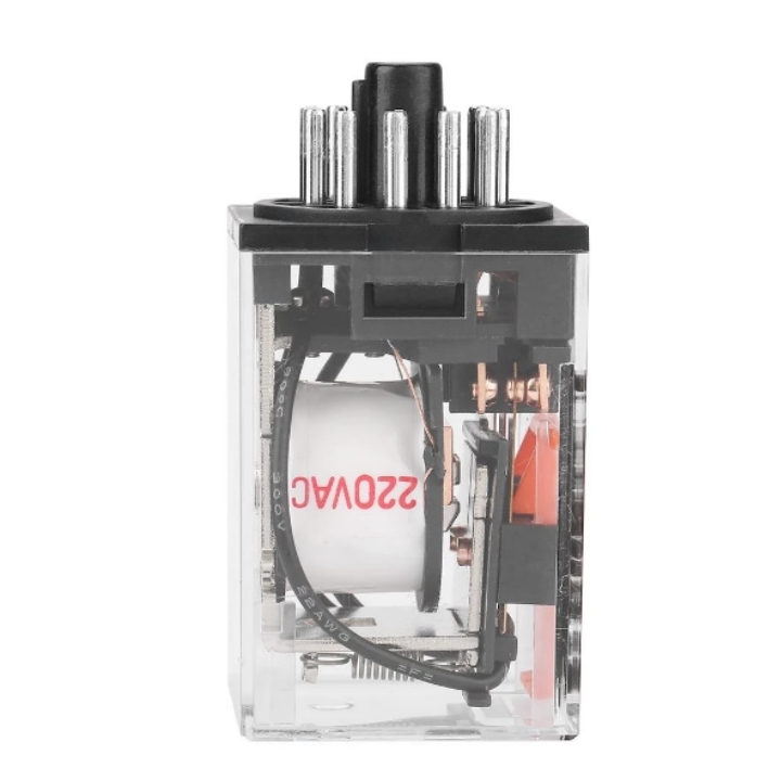 Rơ le trung gian mk3p-i relay 11 chân tròn kính trắng trong điện áp 220vac, 24vdc, 12vdc tặng kèm chân đế pf113a
