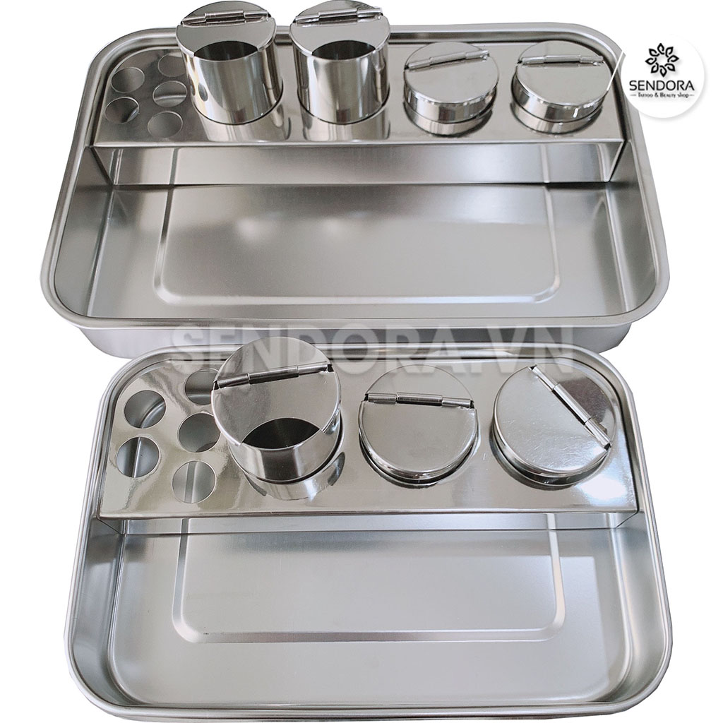 [HCM]Bộ khay và hũ inox đựng dụng cụ đa năng