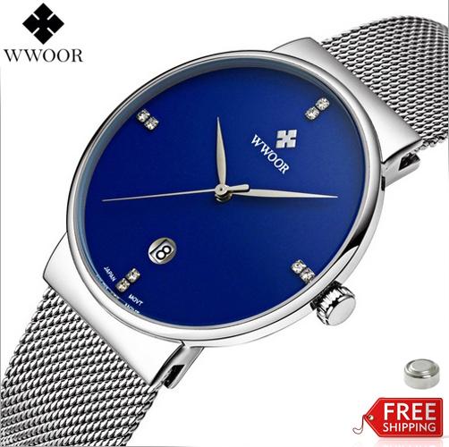 [HCM]Đồng hồ Wwoor nam dây lưới thép không gỉ 8018 (bh 12 tháng)