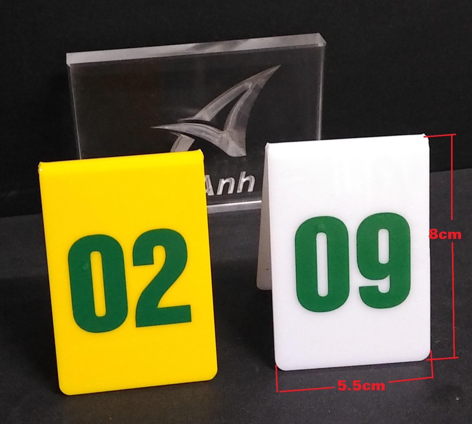 Combo 10 thẻ số để bàn mica nhiều màu