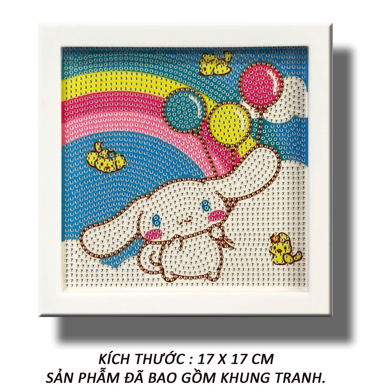 Tranh Đính Đá Trẻ Em - Gấu Trắng Dễ Thương 09 (Tặng Kèm Khung Tranh) - Tranh Minh Hiền (TỰ ĐÍNH ĐÁ)