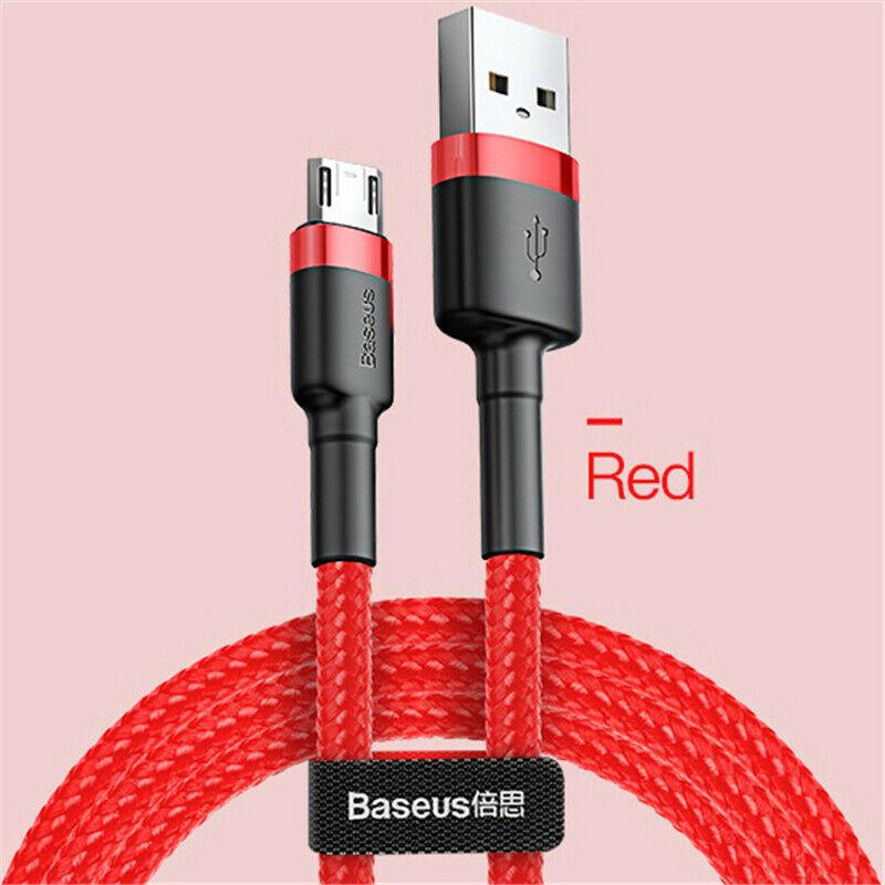 Baseus 2.4A 1M 2M Double Sided Reversible Micro USB Data Sync Charger Cable Cord