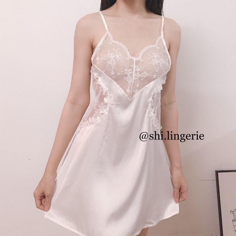 Váy ngủ lụa ren [Shi.Lingerie]