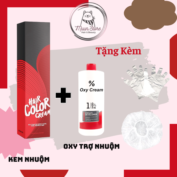 Thuốc Nhuộm Tóc Màu Xám Khói [Tặng Kèm Oxy + Chụp Tóc + Găng Tay]
