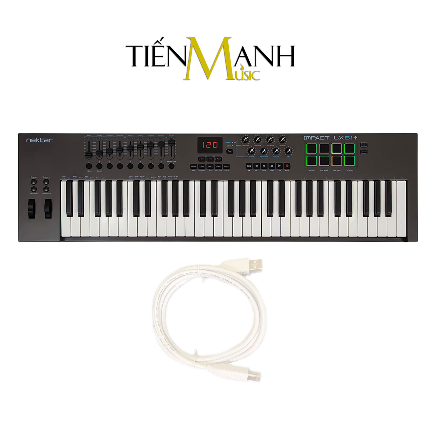 [Trả góp 0%] Nektar Impact LX61+ Midi Keyboard Controller 61 Phím Cảm ứng lực (Bàn phím sáng tác - Sản xuất âm nhạc Producer Compact Semi-Weighted Keys USB)