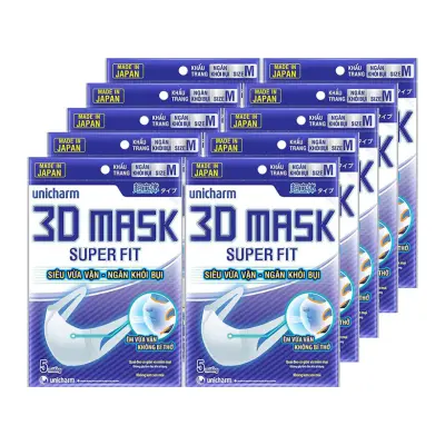 ( Bộ 10 gói ) Khẩu Trang 3D Mask Unicharm Super Fit ( MADE IN JAPAN )