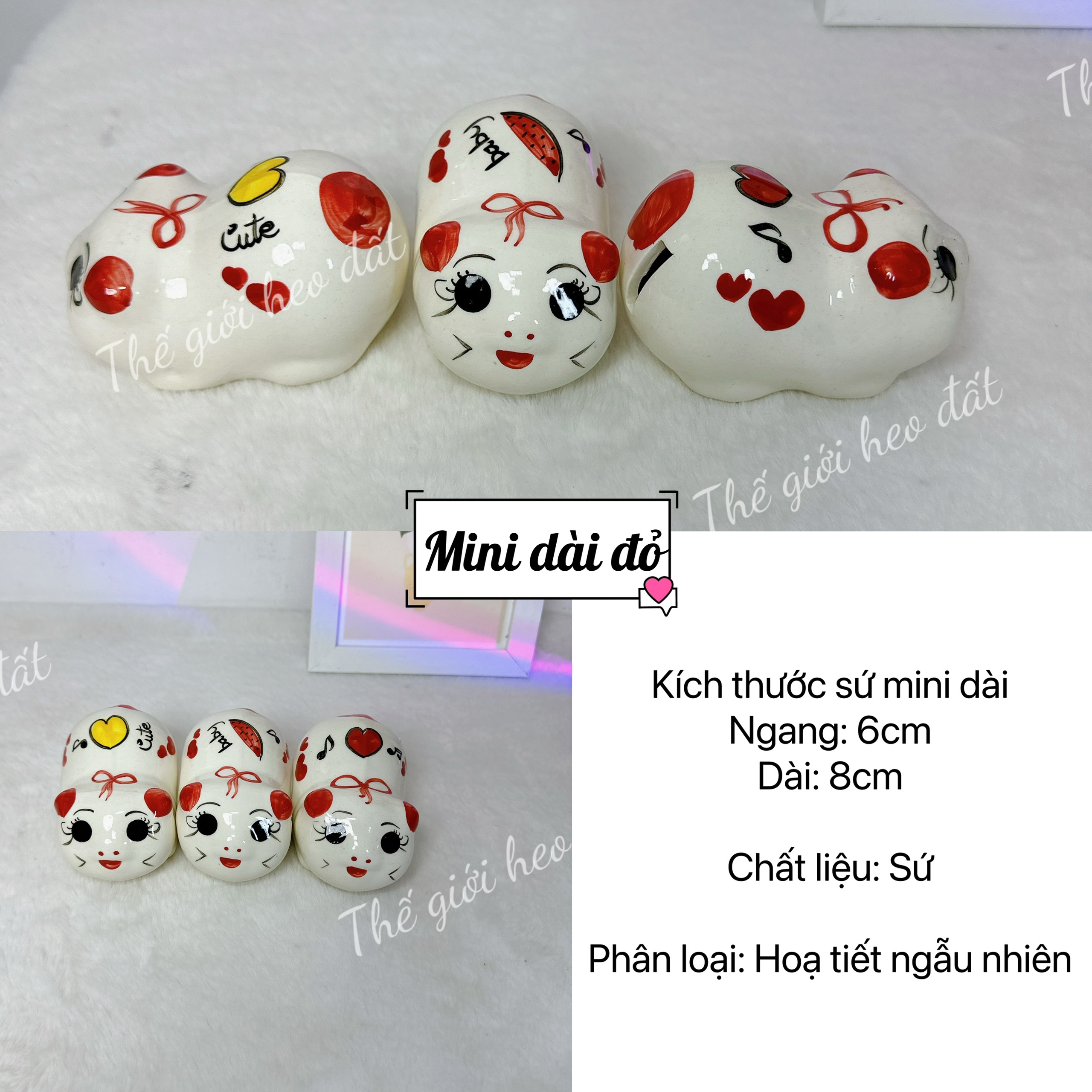 Heo đất mini men sứ, con lợn đất tiết kiệm size nhỏ cute