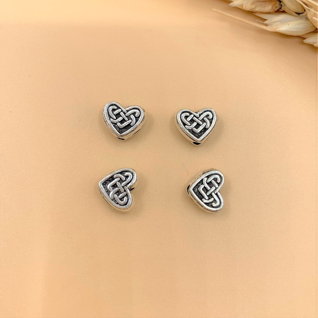 Charm nối trái tim hoa văn - Charm Bạc 925 - Mã CA605