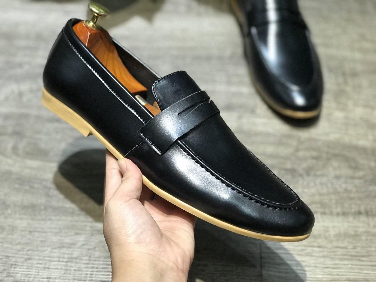 [HCM]Giày tây da mềm đế màu vàng thời thượng, đã khâu đế