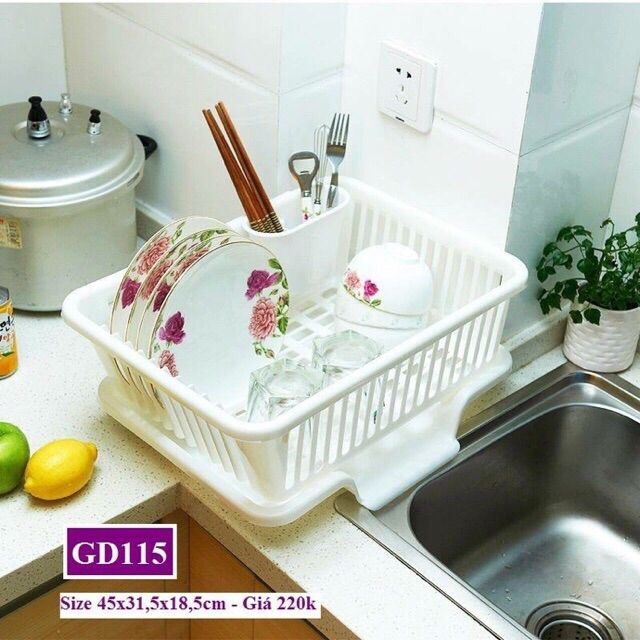 Rổ Úp Bát Kèm Khay Hứng Thoát Nước