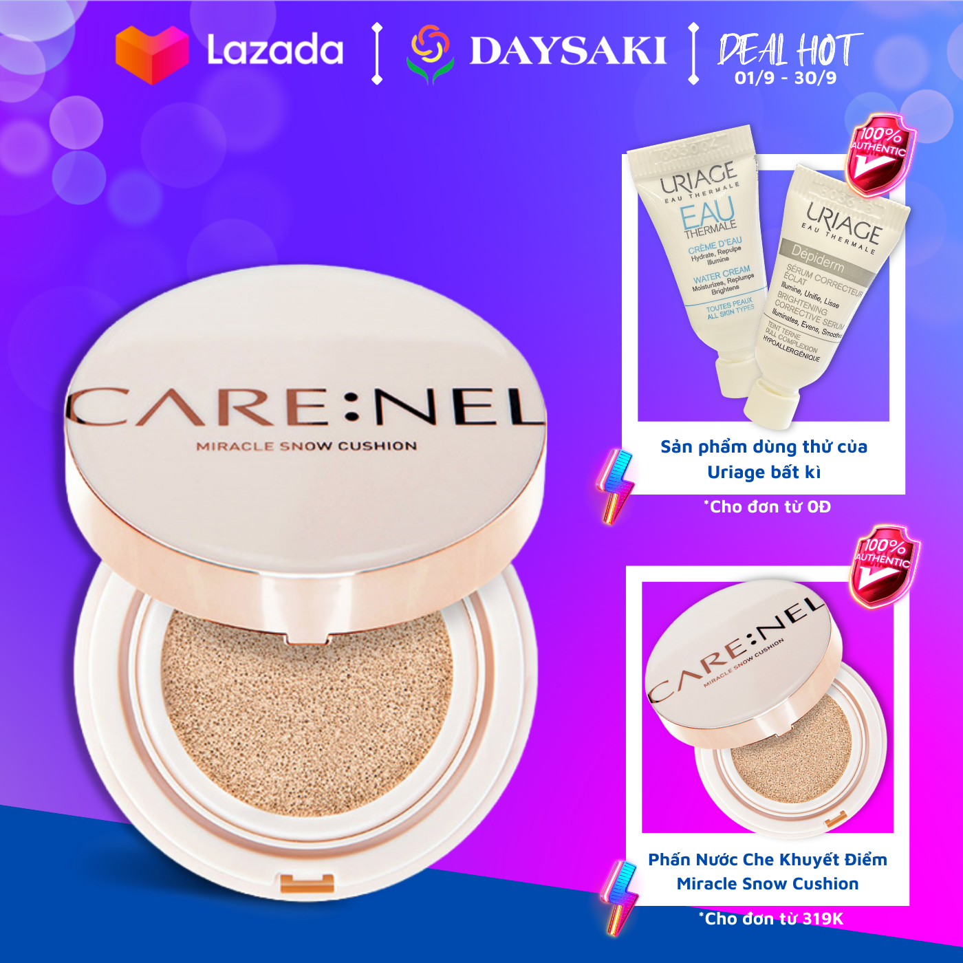 Care:nel phấn nước che khuyết điểm miracle snow cushion spf50+/pa++++ #21 14g