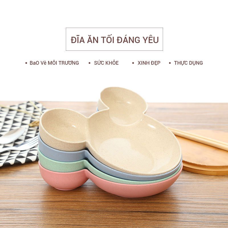 [HÀNG CÓ SẴN] Bát ăn dặm lúa mạch hình chuột MICKEY, bát ăn cơm cho bé kiểu dáng dễ thương